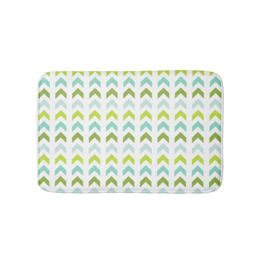 Tapis De Bain Vert moderne, menthe, Aqua, géométrique blanc (Devant)