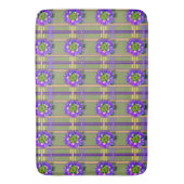 Tapis de bain vert mousse avec fleurs violettes (devant Vertical)