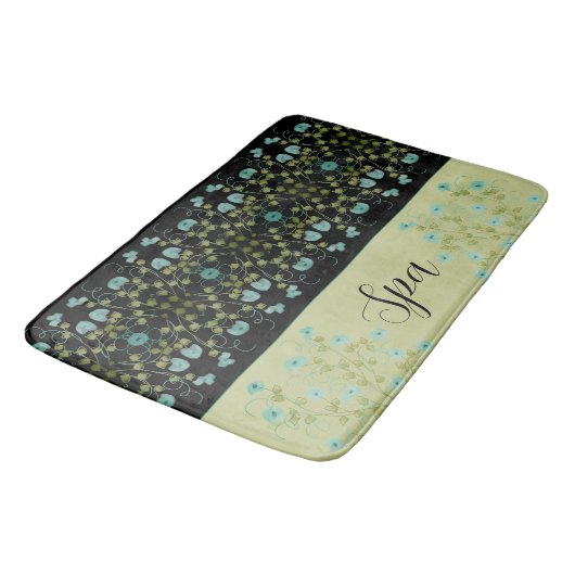 Tapis De Bain Vert Olive Turquoise Et Noir (Angle)