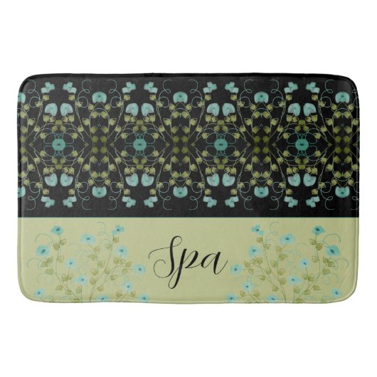 Tapis De Bain Vert Olive Turquoise Et Noir (Devant)