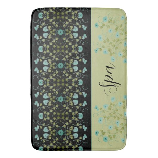 Tapis De Bain Vert Olive Turquoise Et Noir (devant Vertical)