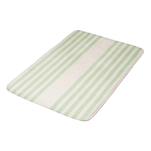 Tapis De Bain Vert pâle et beige cinq rayures motif (Angle)