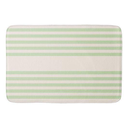 Tapis De Bain Vert pâle et beige cinq rayures motif (Devant)