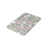 Tapis De Bain Vert rose blanc rétro Y2K les années 70 Fleur Moti (Angle)