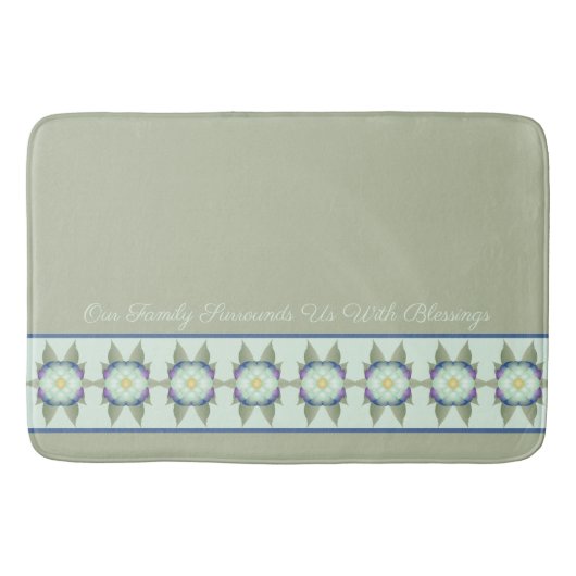 Tapis De Bain Vert Sage Avec Bleu Turquoise (Devant)