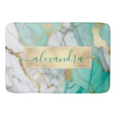Tapis De Bain Vert Sage Marbre Élégant Moderne (Devant)