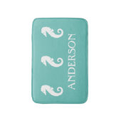 Tapis de bain vert turquoise de créature de mer (Devant (Vertical))
