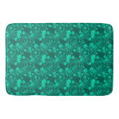 Tapis De Bain vert turquoise motif floral clair (Devant)