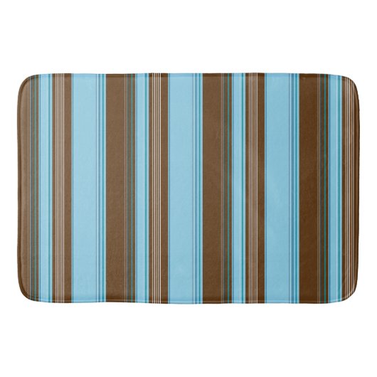 Tapis De Bain Verticale bleu-clair et Brown barrée (Devant)