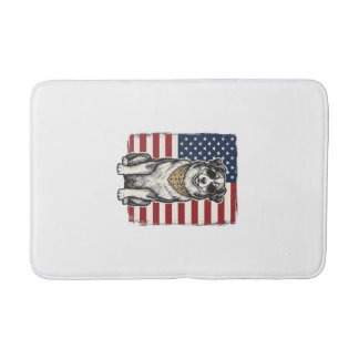 Tapis De Bain Vêtement vintage chien patriotique drapeau américa