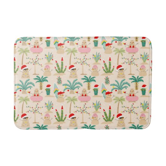 Tapis De Bain Vibes de vacances tropicales Motif de Noël (Devant)