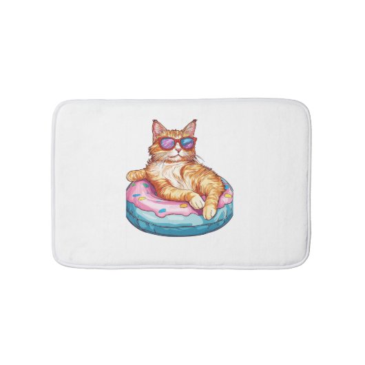Tapis De Bain Vibes d'été Chill Cat - Poisson Funny Kitty (Devant)