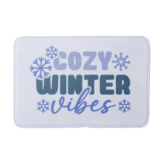 Tapis De Bain Vibes d'hiver confortables - Typographie du flocon