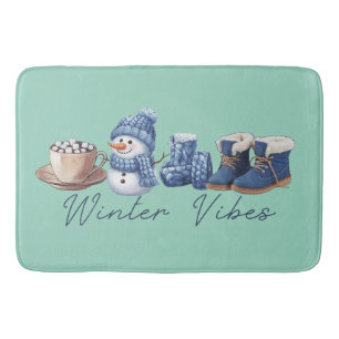 Tapis De Bain Vibes d'hiver Friendly Snowman