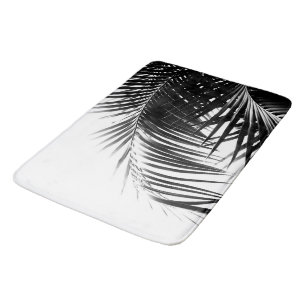Tapis De Bain Vibes noires et blanches de palmiers Feuilles #1 #
