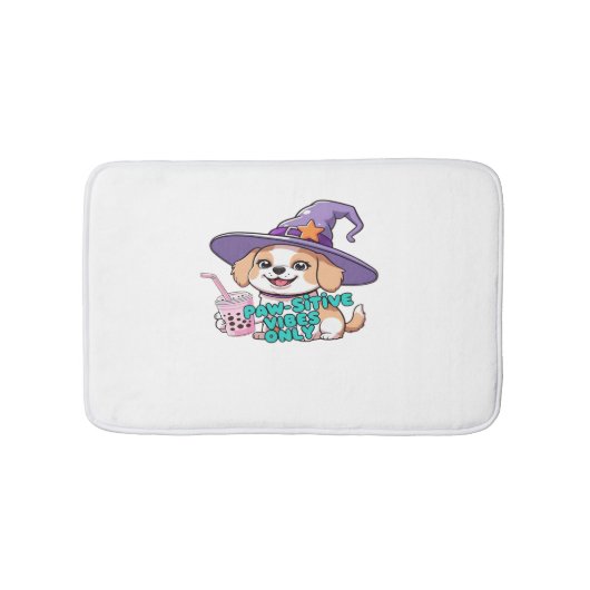 Tapis De Bain Vibes Paw seulement - Chien mignon avec thé à bull (Devant)
