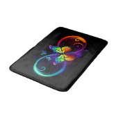 Tapis De Bain Vibrant infinity with rainbow butterfly on black (Angle)