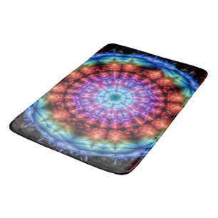 Tapis De Bain Vibrant Tie Dye Kaleidoscope Rainbow Mandala
