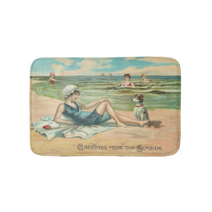 Tapis De Bain Victorian Beach Swim Girl Ocean Summer Vacances