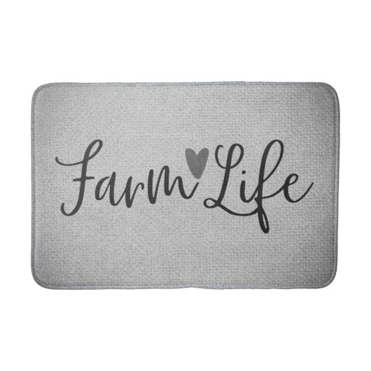 Tapis De Bain Vie de Ferme Rustique Texture de Burlap Gris Fanta (Devant)