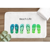 Tapis De Bain Vie de plage et tongs verts