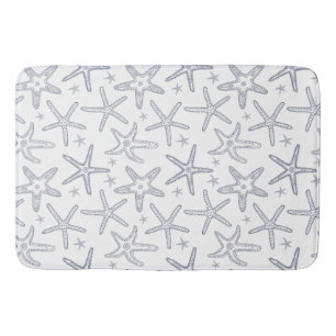 Tapis De Bain Vie marine côtière bleu et blanc Starfish Navy Imp