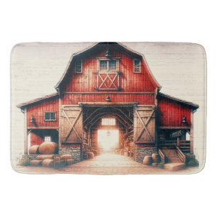 Tapis De Bain Vieille Grange Rouge Rustique de Campagne