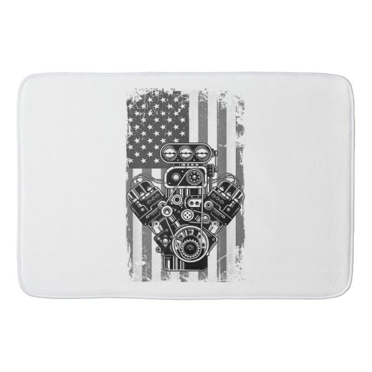 Tapis De Bain Vieux Piston de Voiture de Muscle de Drapeau Améri (Devant)