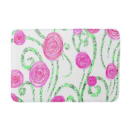 Tapis De Bain Vignes vert et rose (Devant)