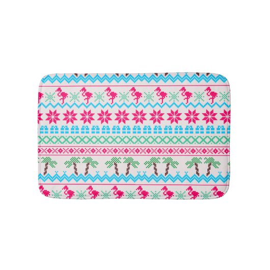 Tapis De Bain Vilain pull de Noël Flamant rose Tropical (Devant)