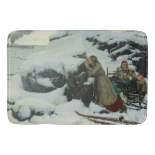 Tapis De Bain Village brûlé en hiver (par Albert Edelfeue)