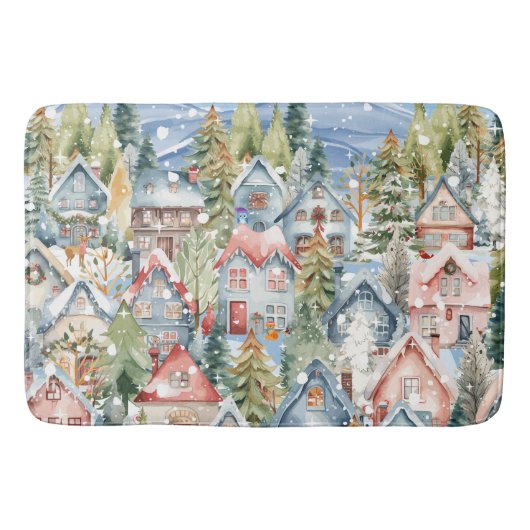 Tapis De Bain Village d'hiver Blue Mountain Snowy (Devant)