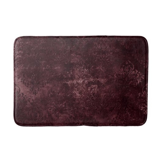 Tapis De Bain Vin Velvety Damask | Glam Grunge de Bordeaux Sangr (Devant)