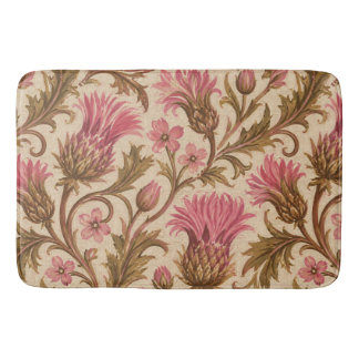 Tapis De Bain Vintage Art nouveau lin floral à motif de chardon