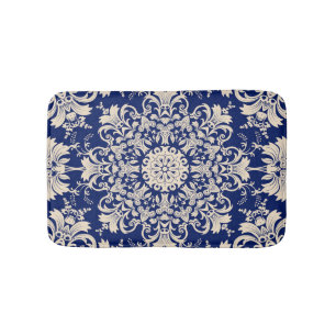 Tapis De Bain Vintage Bleu : Elégant Motif sans couture.