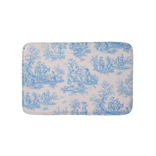 Tapis De Bain Vintage bleu turquoise toile jouy (Devant)