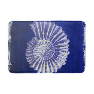 Tapis De Bain vintage botanique Côte Bleu Coquille blanche