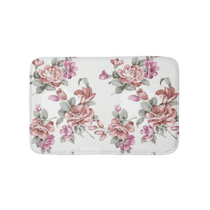 Tapis De Bain Vintage Chic Fleurs Féminines Érodées