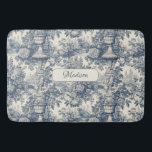 Tapis De Bain Vintage chic floral Bleu toile de jouy monogramme<br><div class="desc">Élégant matelas monogramme bleu vintage toile de jouy. Belle toile de jouy sans couture motif Bleu sur arrière - plan blanc.Les gravures de toile sont un régal en ce moment, il s'agit d'une toile de jouy vintage élégante et ornée avec motif damassé exotique, un style amusant qui est actuellement tendance...</div>
