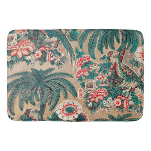 Tapis De Bain Vintage Chintz Floral Tropical Motif