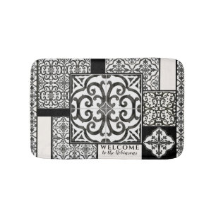 Tapis De Bain Vintage Farmhouse moderne Carrelage noir et blanc