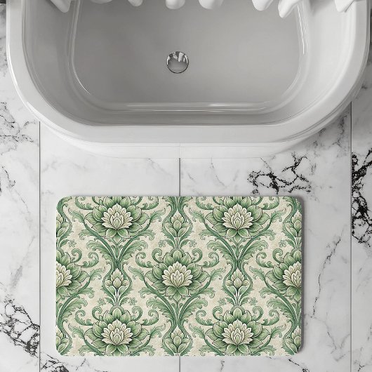 Tapis De Bain Vintage green botanical pattern