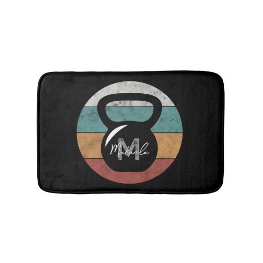 Tapis De Bain Vintage kettlebell personnalisé nom monographique (Devant)