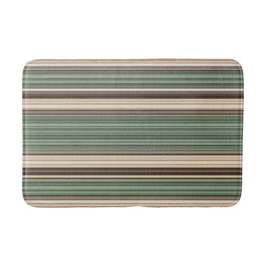 Tapis De Bain Vintage MidCentury Lines Vert Brown (Devant)