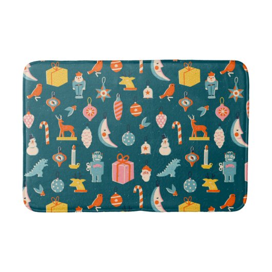 Tapis De Bain Vintage Noël Ornements Motif (Devant)