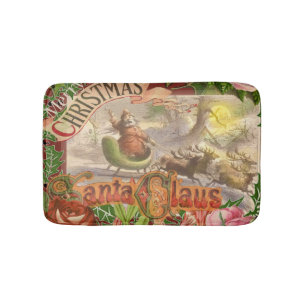 Tapis De Bain Vintage Noël Père Noël Sleigh