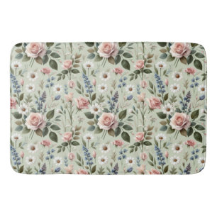 Tapis De Bain Vintage Pastel Floral Motif botanique
