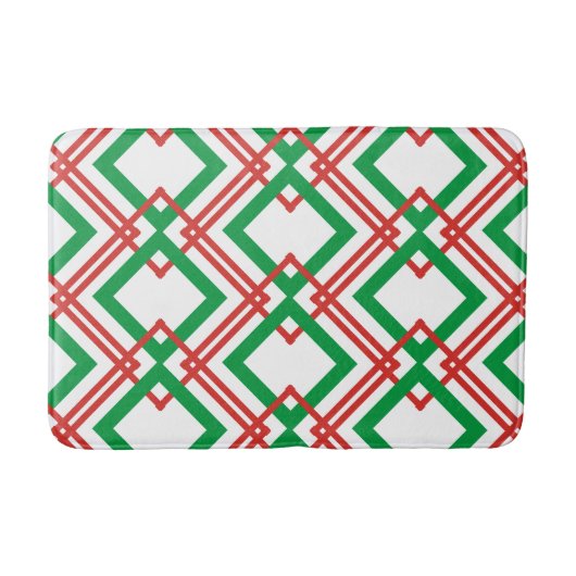 Tapis De Bain Vintage rayé rouge et vert (Devant)