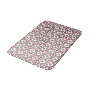 Tapis De Bain Vintage rose rouge Barcelone Carreaux Fleur Ribbon