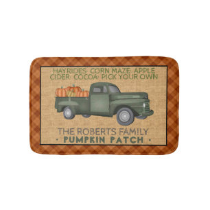 Tapis De Bain Vintage Truck Citrouille Patch Farm Rustic Fall Pl